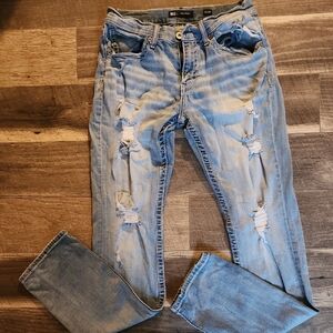 BKE Distressed Light Blue Straight Jeans